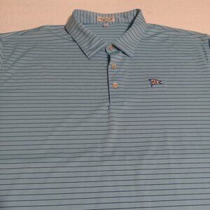 Peter Millar Men's Summer Comfort Striped Golf Polo SS Shirt Size XXL Blue/Navy